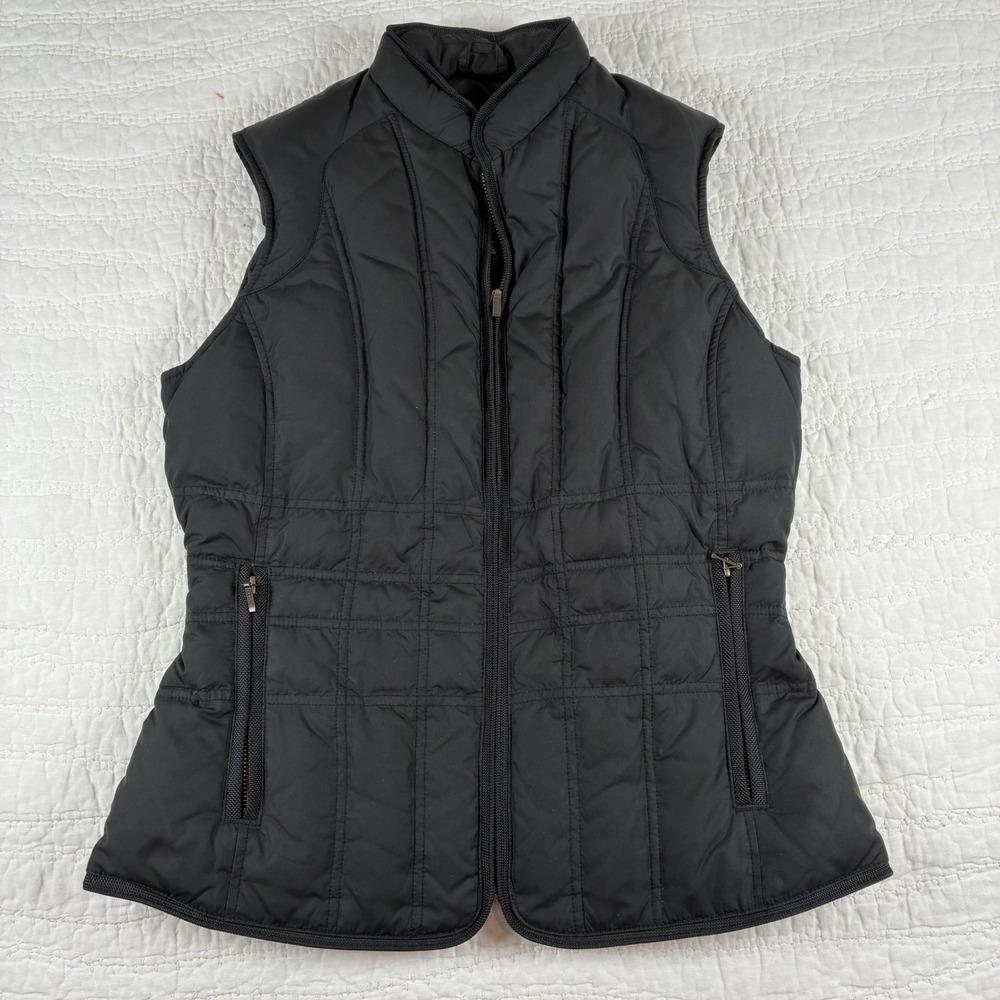 Eddie Bauer Puffer Vest Womens S Black Quilted Goose Down Zip Up Warm Outdoor